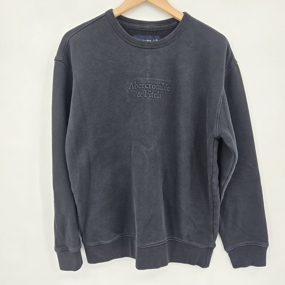 Abercrombie & Fitch Washed Black Sweatshirt Streetwear Heritage Fleece Size M